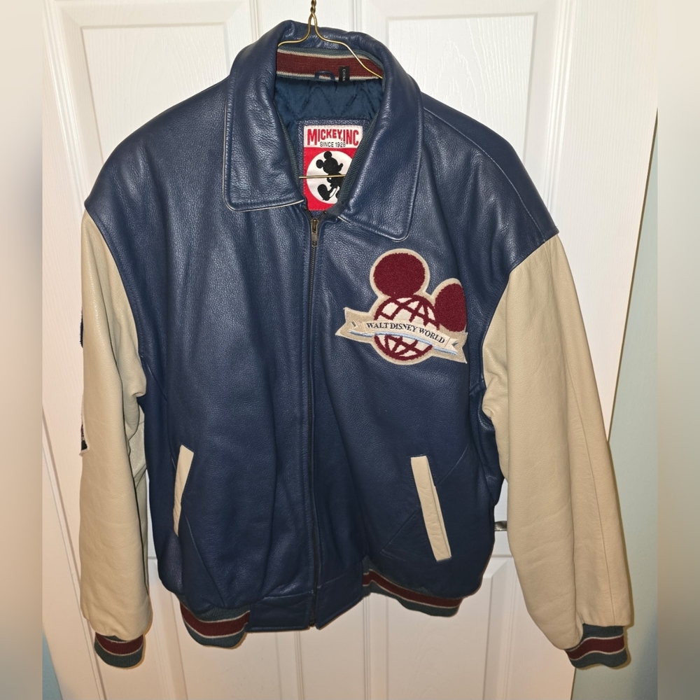 Vintage 25th Anniversary Walt Disney World Reunion 1996 Leather Bomber Jacket XL